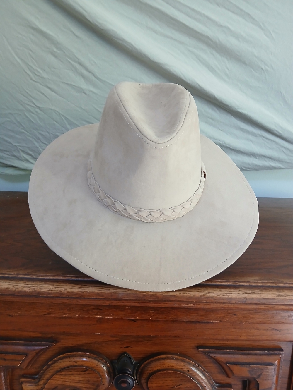 Three Bird Nest Cream Braided Suede Wide-Brim Hat